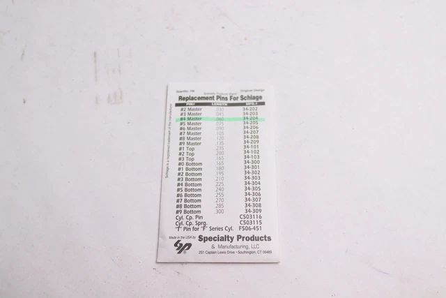 (100-Pk) Schlage Master Pin #4 Nickel Silver 34-204