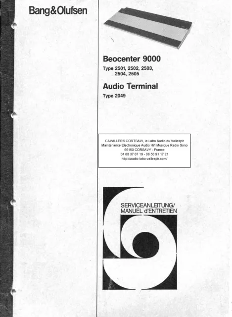 Service Manual for Bang Olufsen Beocenter 9000 (2501,2502, 2503, Terminal