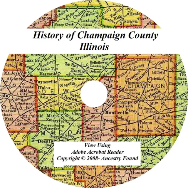 4 in 1 History & Genealogy Champaign County Illinois IL