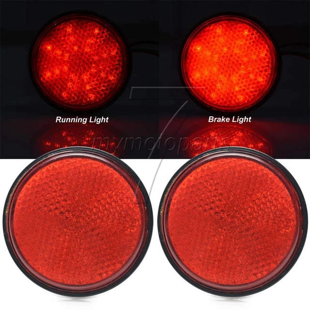 Red Screw-In Bolt Mount Round Warning Reflector Marker for Motorcycle ATV UTV