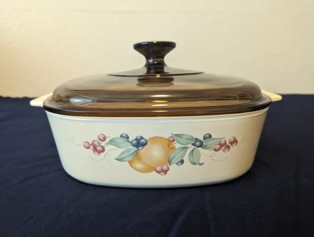 Corning Ware Corelle 2 L Abundance A-2-B Casserole Dish w/Orig Pyrex Lid