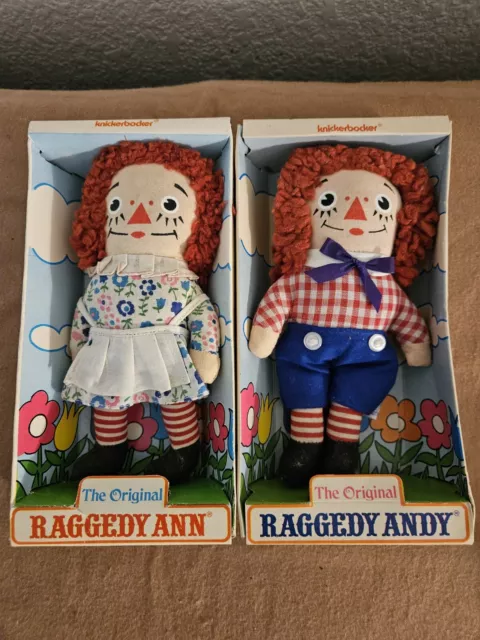 Vintage 1970's Knickerbocker The Original Raggedy Ann & Andy 6" Dolls
