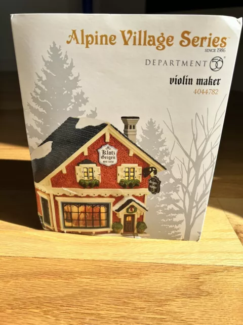 1986 DEPT 56 ALPINE Village Series Red VIOLIN MAKER 4044782 in Box with Sign