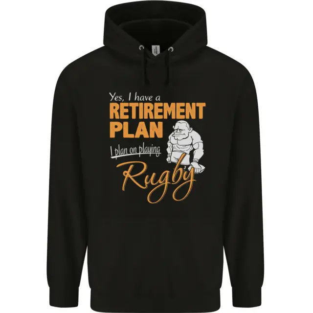 Retirement Plan Playing Rugby Player Funny Mens 80% Cotton Hoodie