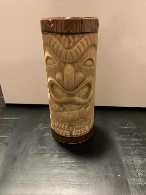 Vintage Tiki Mug Cup Glass Ceramic Angry Totem Polynesian Barware