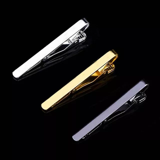 Mens Tie Clip Stainless Steel Necktie Bar Clasp Clamp Pin Gold Black Silver UK