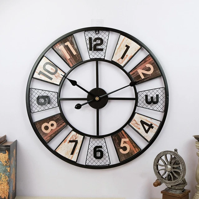 Style européen grande horloge murale en fer forgé horloges suspendues 24