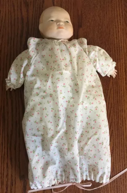 14" Bye Lo Baby Bisque And Cloth Doll Marked Grace Putnam Reproduction 1973