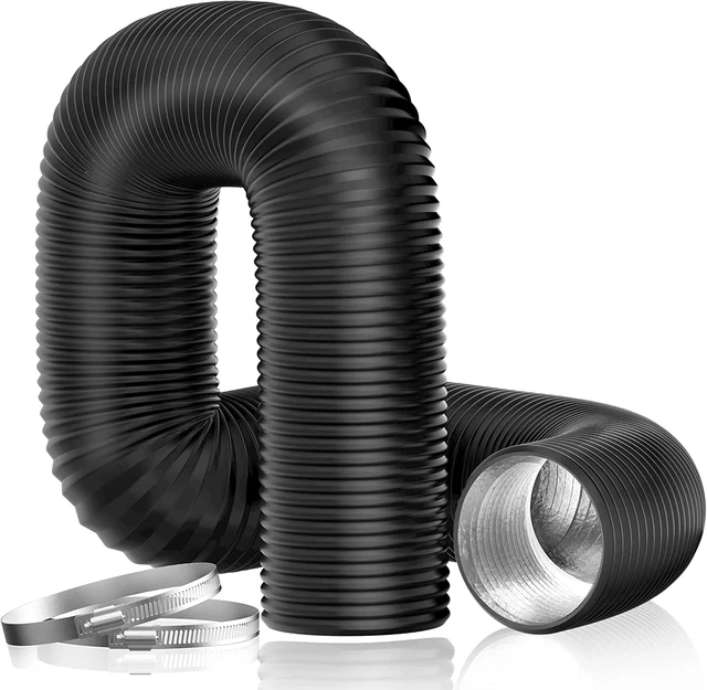 DRYER VENT HOSE, 4'' Insulated Flexible Duct 16FT with 2 Duct Clamps