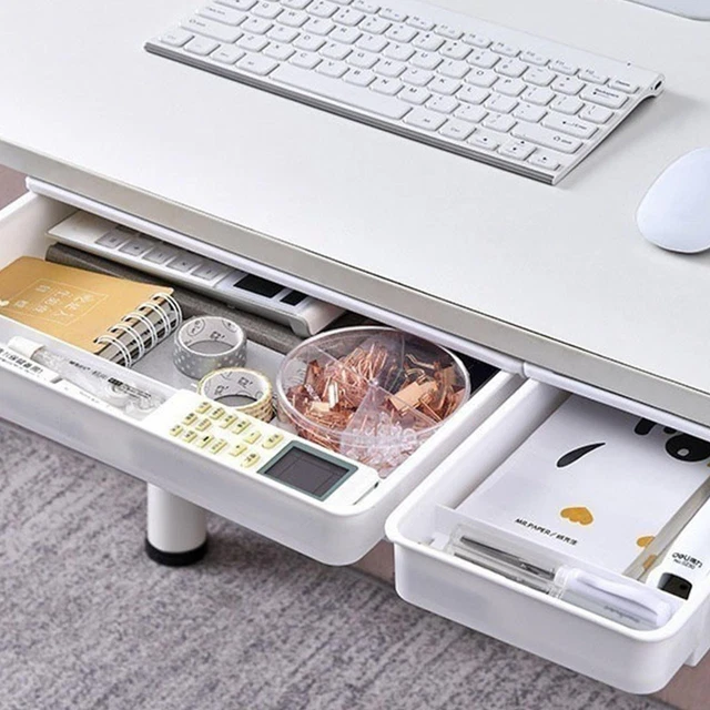 UNDER DESK DRAWER Hidden Tray Drawer Organizer Storage Box Self