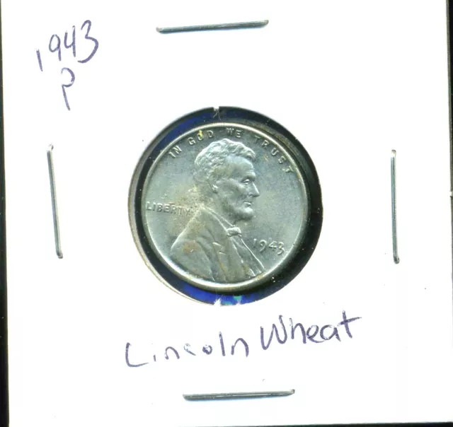 Lincoln Head Wheat Cent 1943 P STEEL Circulated United States 1 Penny Coin#3521
