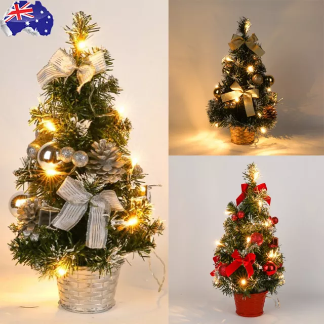 40cm Mini Christmas Tree With LED Lights Xmas Tabletop Rtificial Ornament Gifts