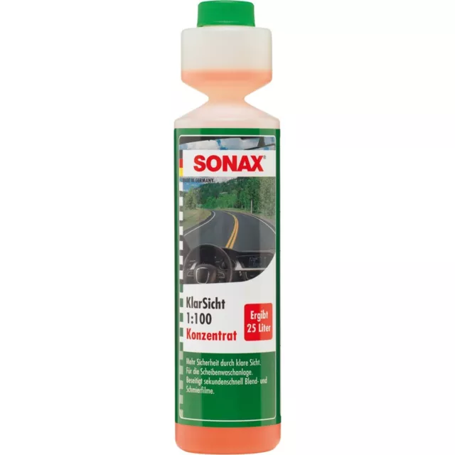 SONAX Klarsicht 1:100 Konzentrat Scheibenreiniger Zusatz Sommer 250 ml 03711410