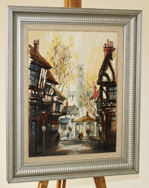 BEN MAILE (1922-2017) Original Oil Painting City Centre with Tudor Architecture