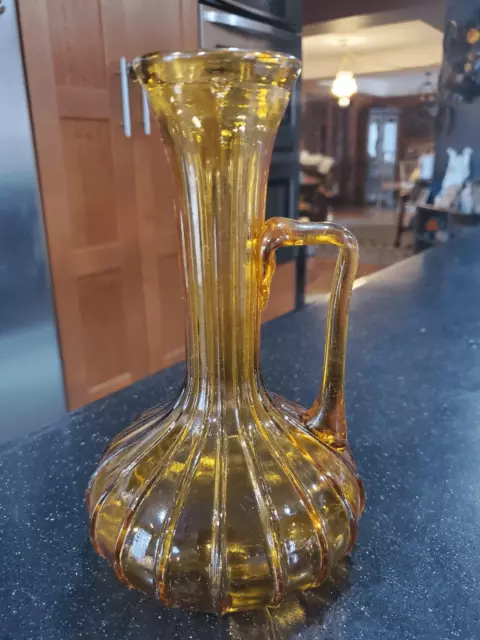 Gorgeous 1960s amber blown-glass carafe