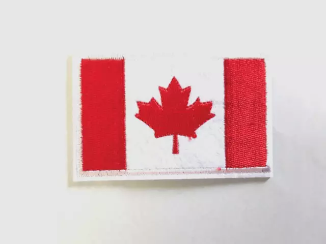 1 pc CANADIAN FLAG MAPLE Emb patch 2-1/8x3-3/8" IRON/SEW-ON
