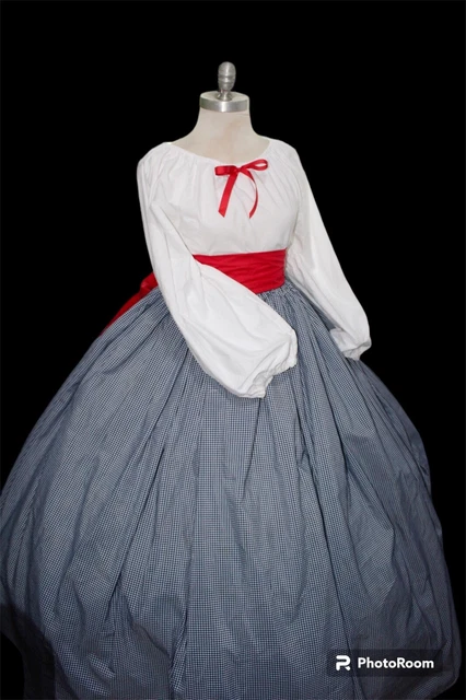 Unique-Reenactment-Civil War Red teacher-Blue patriotic dress XS/Small/Med
