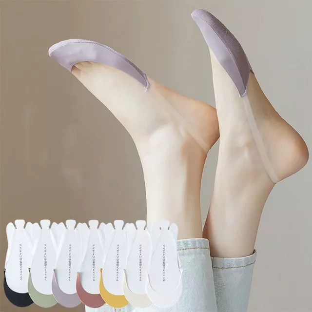 Sole Solid Color Ice Silk Socks Sock Slippers Women Sling Socks Half Boat Socks