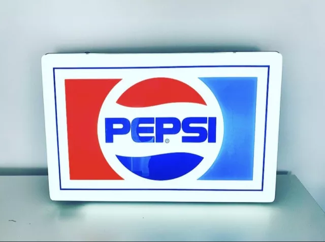 🔴 PEPSI insegna luminosa vintage anni 80 tabella targa coca cola