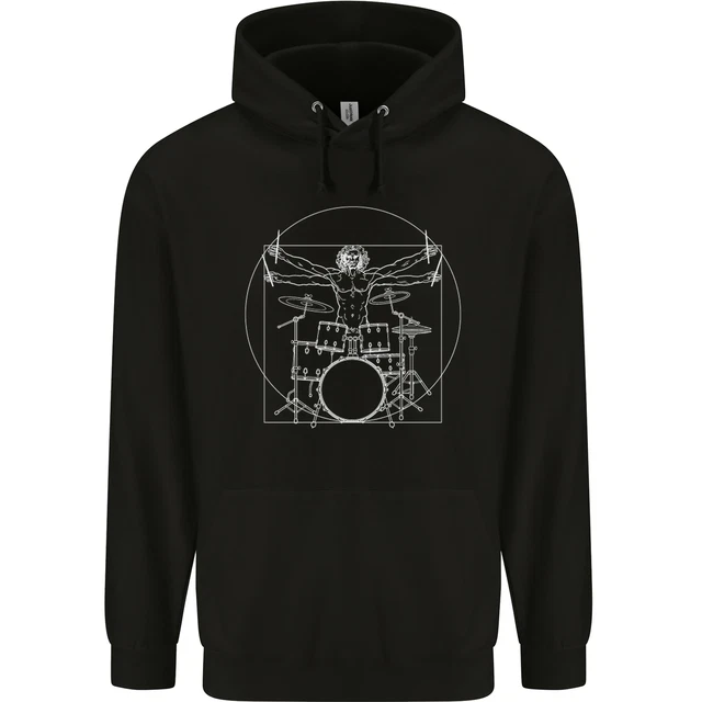Vitruvian Drummer Funny Drumming Childrens Kids Hoodie
