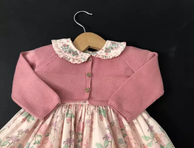 Baby Girls NEXT Floral Dress Pink Cardigan 2