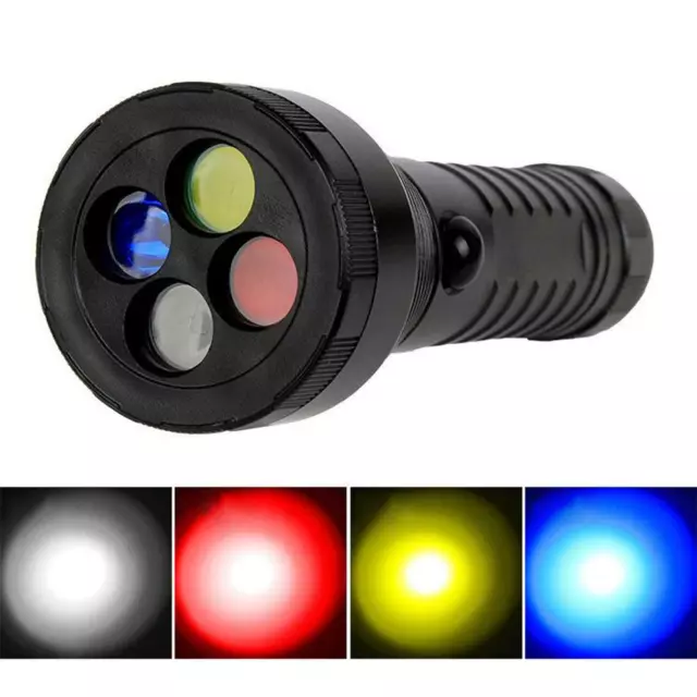 4-en-1 LED Signal Lampe De Poche Torche 4-Couleur Lumière Rechargeable En Plein