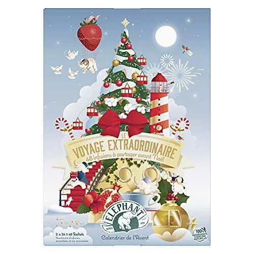 Elephant Calendrier de l'avent, Assortiment de 48 sachets d'Infusions bien-être