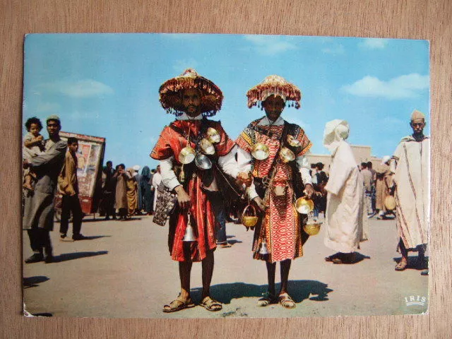 Cpa Maroc Marrakech Porteurs D'eau Place Djemaa El Fna Voyagee Timbree