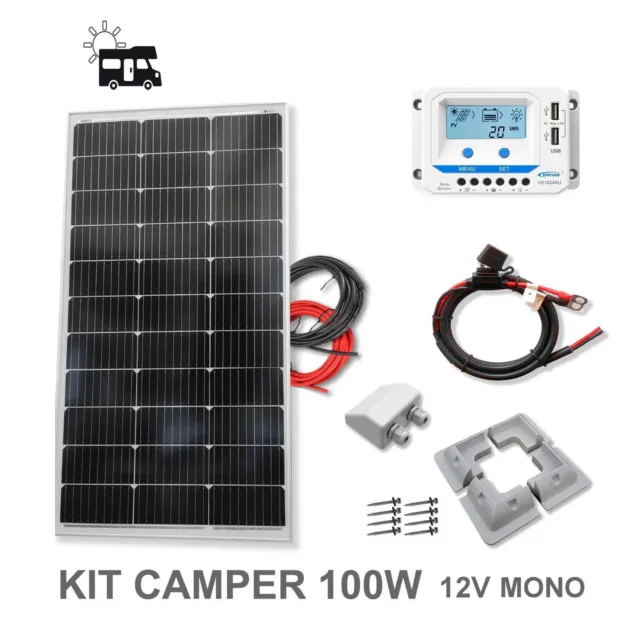 Kit Solar 100W Panel 12V Regulador Solar Epever vs1024AU. Envío Gratis 24 Horas