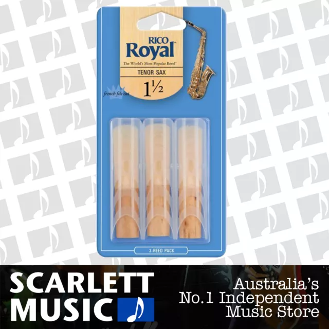 Rico Royal Tenor Sax Reeds 3 Pack Reed Size 1.5 ( 1 1/2 - One and a Half ) 3PK