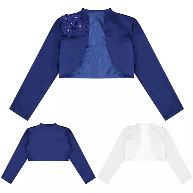 Boléro Fille Mariage Cérémonie Soirée Manche Longue Satin Cardigan Veste Haut