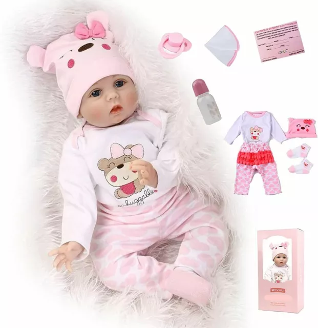 22" Reborn Dolls Baby Soft Silicone Vinyl Lifelike Handmade Newborn Xmas Gifts