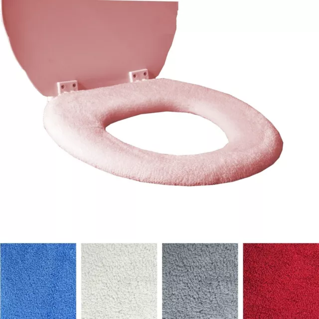 Funda de asiento de inodoro suave x2 cálida acolchada rosa azul baño lavable para niños Reino Unido 3