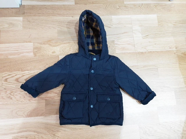 NEXT BABY TODDLER BOYS’ QUILTED JACKET 6-9 MONTHS Navy Blue, Hoody (D16/10)