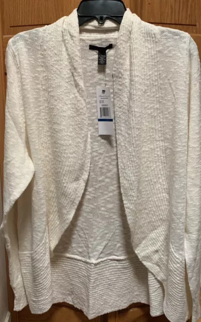 Kenneth Cole New York Women's Open Front Shawl Sweater Cardigan XLarge Cream NWT