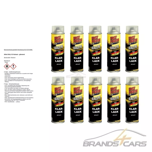 AUTOLACK 10x 500ml FAST FINISH KLARLACK GLÄNZEND LACKSPRAY MOTIP DUPLI 50029042