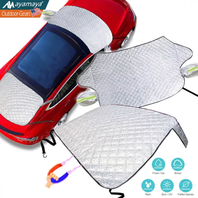 Car Windshield Snow Cover Front & Rear Magnetic Frost Ice Sun Protector Winter