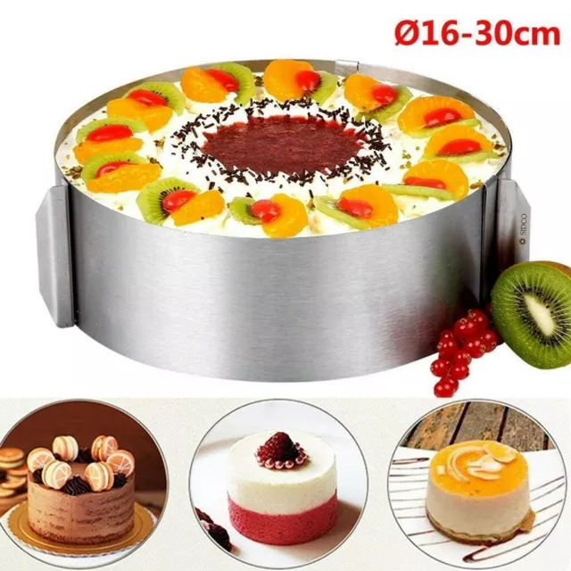 Anello per torta Ø16-30 cm regolabile in acciaio inox telaio da forno anello per torta stampo da forno alto