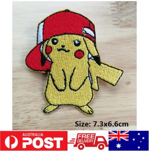 1pc Pokemon Pikachu Hat Iron On Patch Embroidered Cloth Applique Badge Sew On