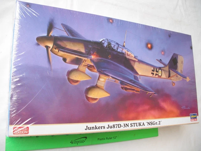 Hasegawa 07323 Junkers Ju87D-3N Stuka 'NSGr.2', Airplane Model Kit, 1:48 Scale