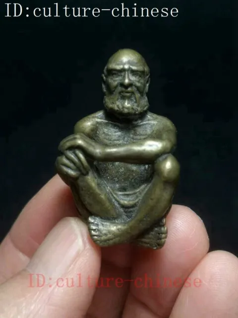 Chinese Bronze Carving Buddha Statue Pendant desk decoration Gift Old Collection