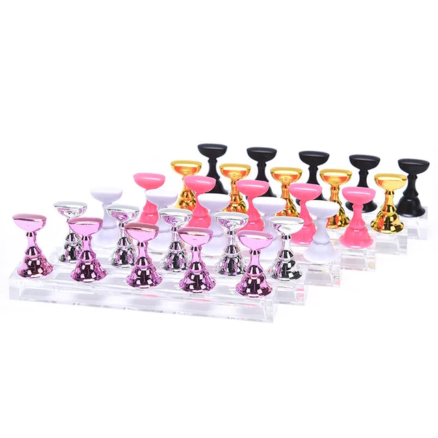 1 Set Nail Holder Practice Display Stand Acrylic Crystal Showing Shelf  ql