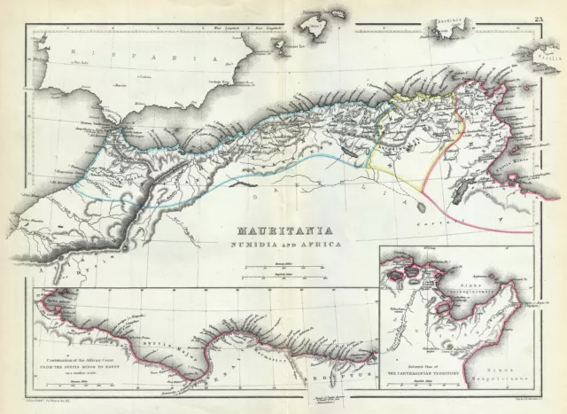 1867 Hughes Map of the Barbary Coast or Northern Africa in Antiquity