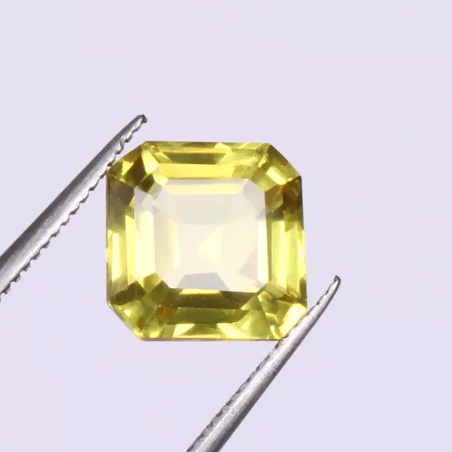 Natural Yellow Sapphire Ceylon 3.50 Ct Asscher Shape Loose Certified Gemstone