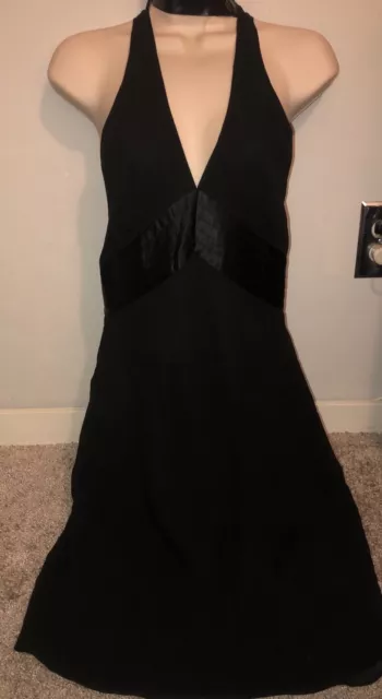 Black Sheer Lined Silk Halter Mini Dress Express Size 8 Backless Zip Close