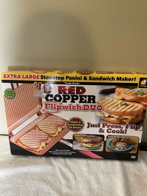 Máquina de sándwiches Red Copper Flipwich Duo como se ve en la televisión - nueva en caja