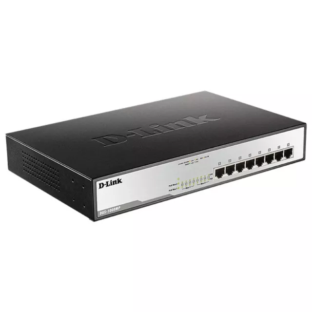 D-LINK DGS-1008MP 8-Port Gigabit PoE Unmanaged Switch with 140W PoE Brand New