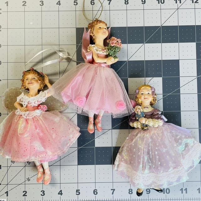 LOT 3 Kurt Adler Jocelyn Mostrom Ballerina Tutu Purple Nutcracker Girl Ornaments 2