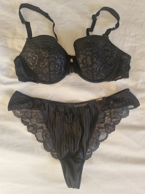 M & S Autograph Ladies Black Padded Bra & Thong Set 36B / 14 8.10 ...