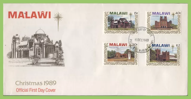 Malawi 1989 Christmas, Churches set on First Day Cover